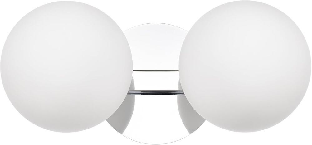 Modern 2-Light Chrome Bathroom Vanity Light with Globe Glass Shades